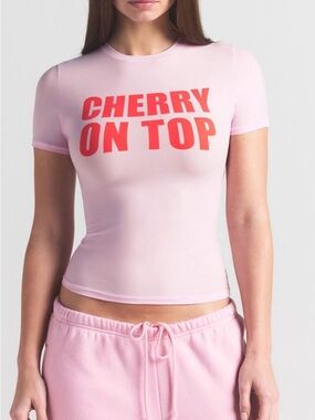 SKIMS Pink 'Cherry On Top' Graphic Tee